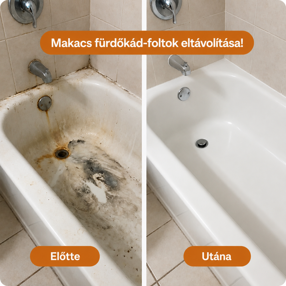 Fürdőkád tisztítása előtte és utána